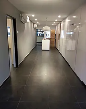 House Cleaning. Image of corporate office hall way cleaned after construction.